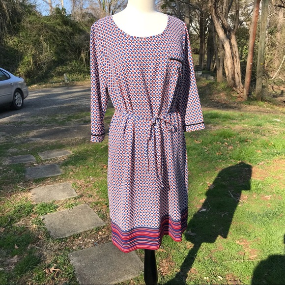 Merona Dresses & Skirts - DD NWT Merona White Sands Border Trim Dress Size L